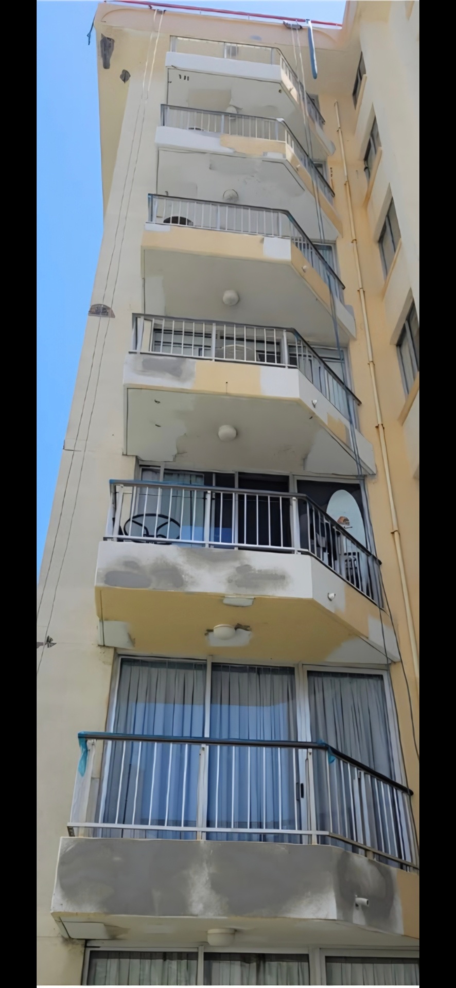Balconies during concrete repair and patching