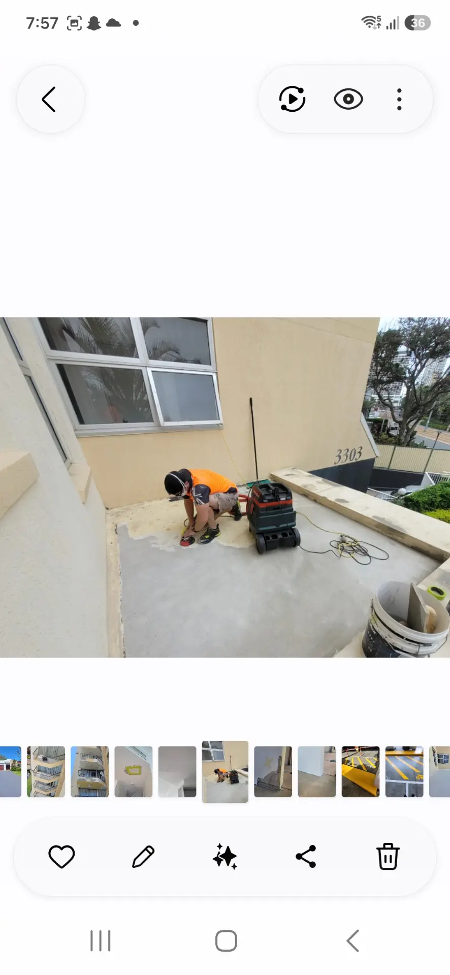 Balcony floor preparation and grinding
